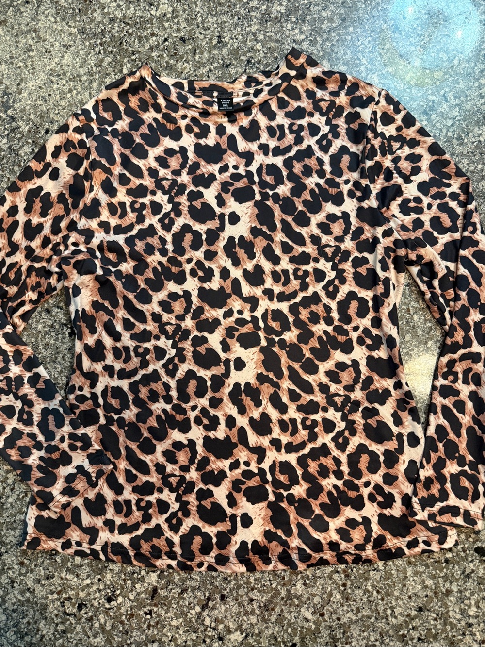 SHEIN Leopard Print Long Sleeve Tee - Black & Brown Layering